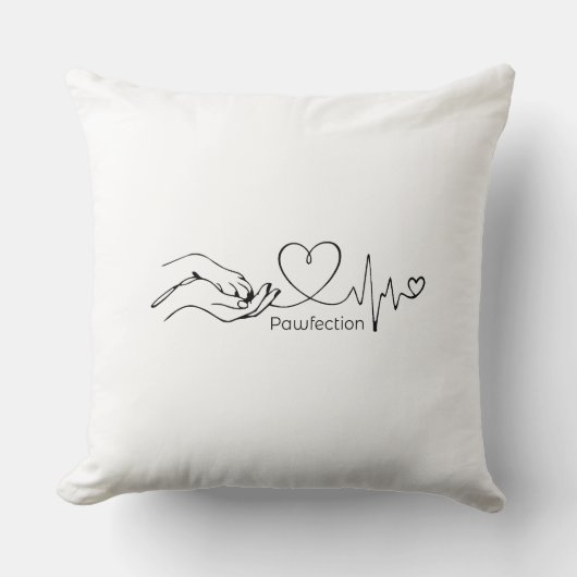 Pawfection One-Line Art – Minimalist Dog Lover クッション (正面)
