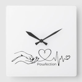 Pawfection One-Line Art – Minimalist Dog Lover スクエア壁時計