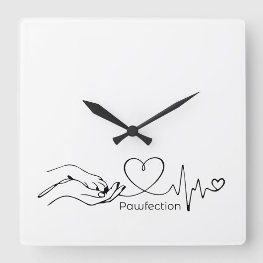 Pawfection One-Line Art – Minimalist Dog Lover スクエア壁時計 (正面)