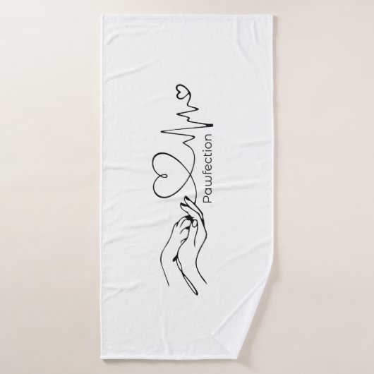 Pawfection One-Line Art – Minimalist Dog Lover バスタオル (バスタオル)