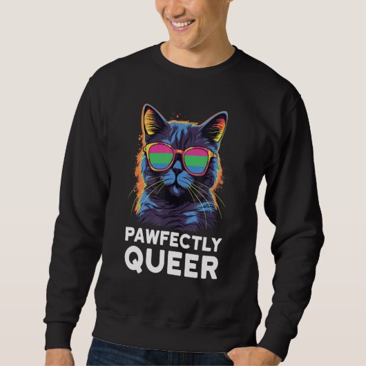 Pawfectly Queer  Cat With Sunglasses Polysexual Pr スウェットシャツ (正面)