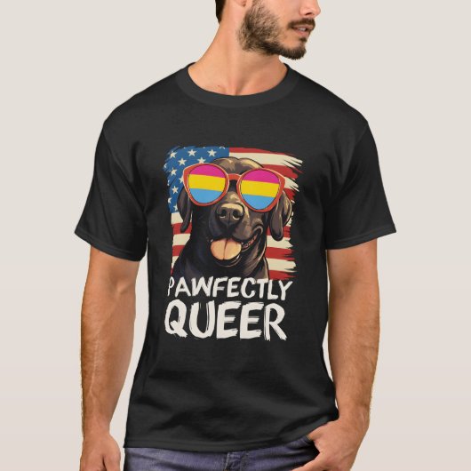 Pawfectrly Queer Labrador Panual Flag Sunglasses Tシャツ (正面)
