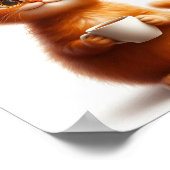 Pawfee Break Funny Ginger Cat with Coffee ポスター (角)