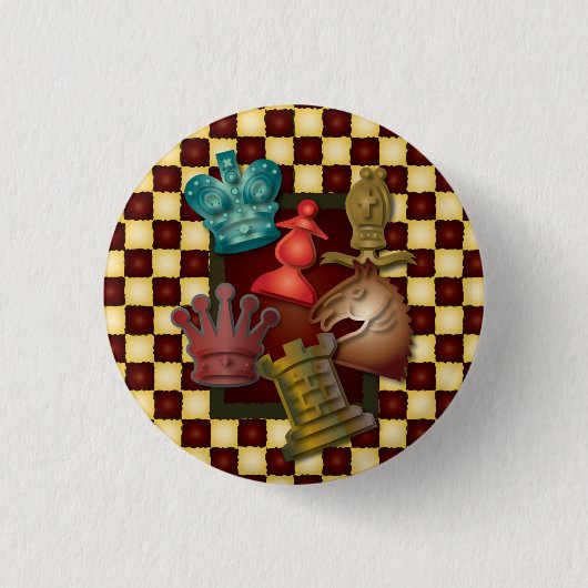 Pawnチェスのデザイン王クイーン・ナイトの司教 缶バッジ (正面)