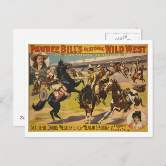 Pawneeのビルの野生の西ショー ポストカード (正面/裏面)