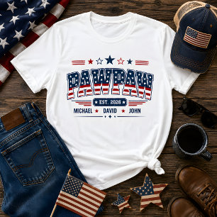 PawPaw Est 2026 アメリカ国旗 オリジナルキッズネーム Tシャツ