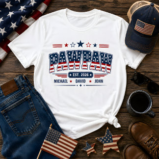 PawPaw Est 2026 アメリカ国旗 オリジナルキッズネーム Tシャツ