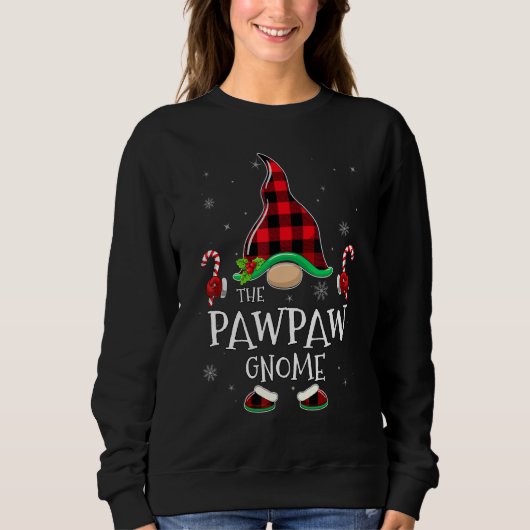 Pawpaw Gnome Buffalo Plaid Matching Family Christm スウェットシャツ (正面)