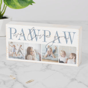 Pawpaw We Love You 4 Photo Collage ウッドボックスサイン