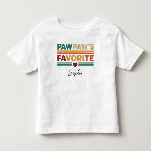 Pawpaw's Favorite Retro Simple Modern Script Name トドラーTシャツ (正面)