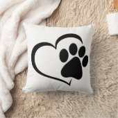 PawPrintとハートデザイン クッション (ブランケット)