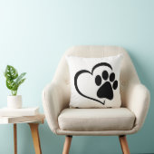 PawPrintとハートデザイン クッション (椅子)