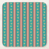 Pawprintのストライプ スクエアペーパーコースター (正面)