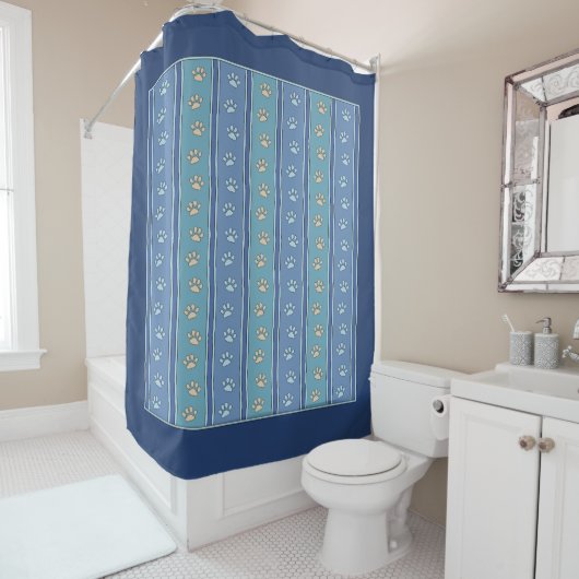 Pawprintパターン シャワーカーテン (インサイチュ)