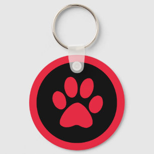 Pawprintボタンキーチェーン(赤と黒) キーホルダー