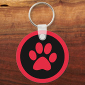 Pawprintボタンキーチェーン(赤と黒) キーホルダー (正面)