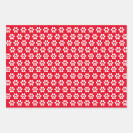 Pawprint Dog Wrapping紙フラットシートセット3 ラッピングペーパーシート