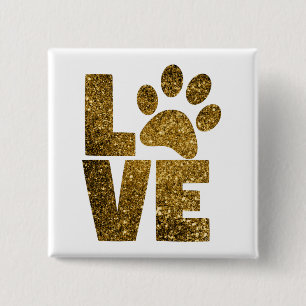 Pawprint Love in金ゴールド 缶バッジ