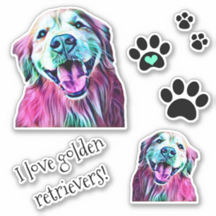 Pawprintsのネオンゴールデン・リトリーバーおよびグループ シール