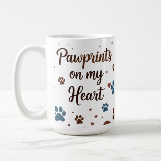 Pawprints on Myハート15 oz Mug コーヒーマグカップ (左)