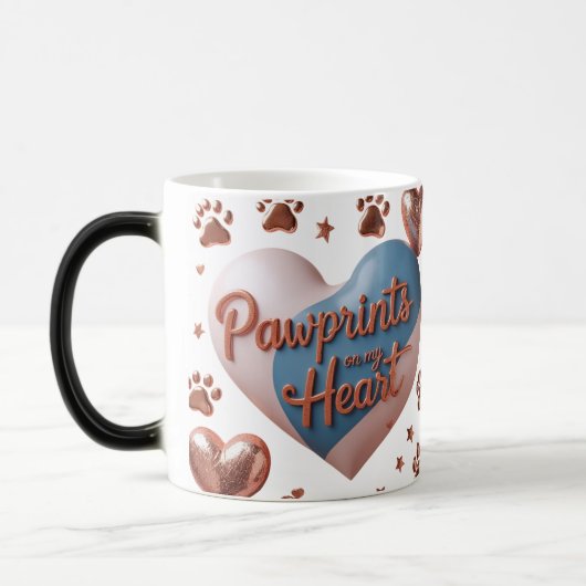 Pawprints on Myハート – 色変更マグカップ(11oz) モーフィングマグカップ (左)