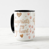 Pawprints on Myハート-赤面ピンク&バラ金ゴールド マグカップ (正面左)