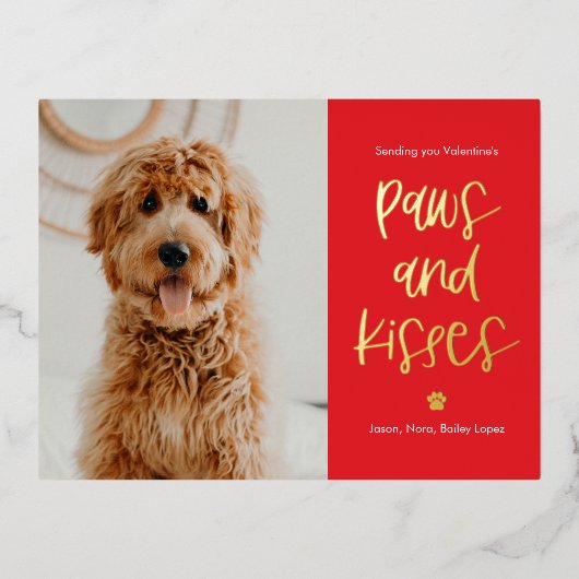 Pawsキスフォイルバレンタインデイハガキ 箔シーズンポストカード (正面)