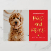 PawsキスフォイルValentine's Dayペットフォトカード 箔シーズンカード (正面)