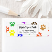 Pawsパターンかわいいパーソナライズされたカスタム住所 ラベル (インサイチュ)