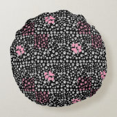 PawsプリントパターンNS 01b。黒BG ラウンドクッション (裏面)