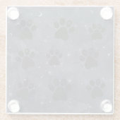 Paws星と三日月の月の青い水色 ガラスコースター (裏面)