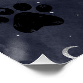 Paws星と三日月の月の青い水色 ポスター (コーナー)