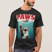PAWS ねこ 海のネズミを追う 猫好きギフト Tシャツ (正面)