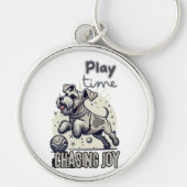 Paws:よくはしゃぐ Light Gray Dog's Joyful Chase キーホルダー (正面)