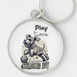 Paws:よくはしゃぐ Light Gray Dog's Joyful Chase キーホルダー