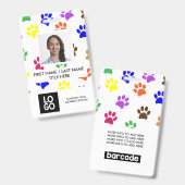 Paws 動物 オーダーメイド 従業員 フォト 名 バッジ (正面＆裏面)
