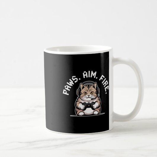 Paws Aim Fire Feline Cat Gamer Respawning Men Wome コーヒーマグカップ (右)