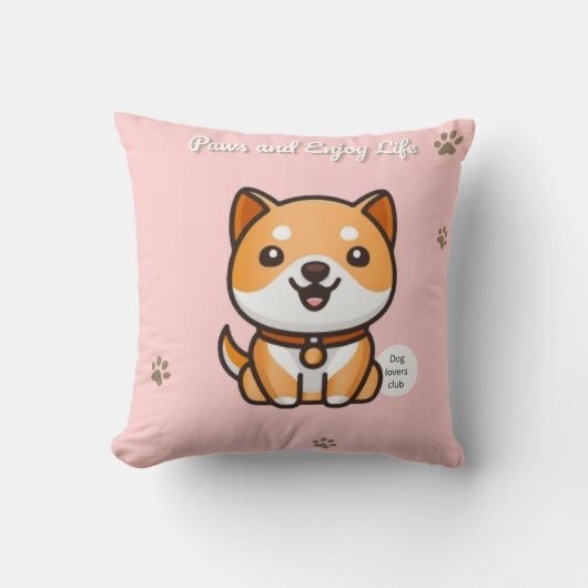 Paws and Enjoy Life Shiba Pillow クッション (正面)