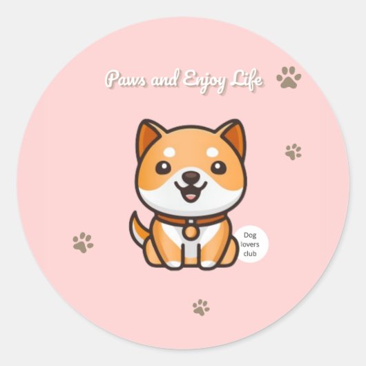 Paws and Enjoy Life Stickers ラウンドシール (正面)