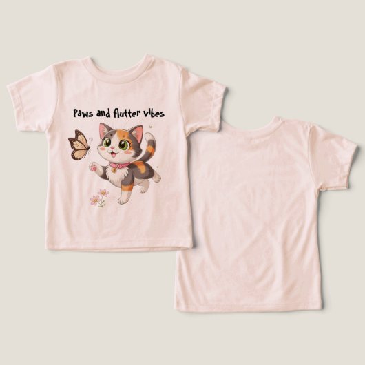 Paws and Flutter Vibes  Kids T-Shirt (デザイン正面&裏面)