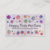 Paws and Heats – 手描きラインアート&水彩画 名刺 (正面)