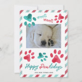 Paws and Plaid Happy Pawlidays 犬の写真 シーズンカード (正面)