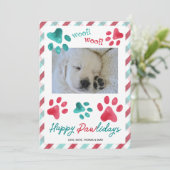 Paws and Plaid Happy Pawlidays 犬の写真 シーズンカード (スタンド正面)