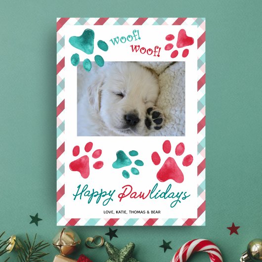 Paws and Plaid Happy Pawlidays 犬の写真 シーズンカード
