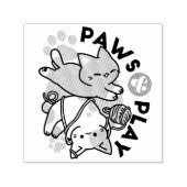 Paws and Play – かわいい猫のイラスト セルフインキングスタンプ (デザイン)