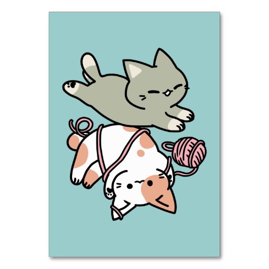 Paws and Play – かわいい猫のイラスト テーブルナンバー (正面)