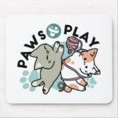 Paws and Play – かわいい猫のイラスト マウスパッド (正面)