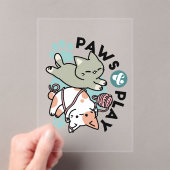 Paws and Play – Adorable Cat Illustration アクリル招待状 (インサイチュ (ポータブル))