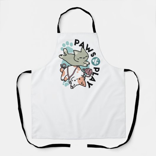 Paws and Play – Adorable Cat Illustration エプロン (正面)