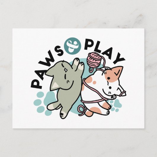 Paws and Play – Adorable Cat Illustration シーズンポストカード (正面)